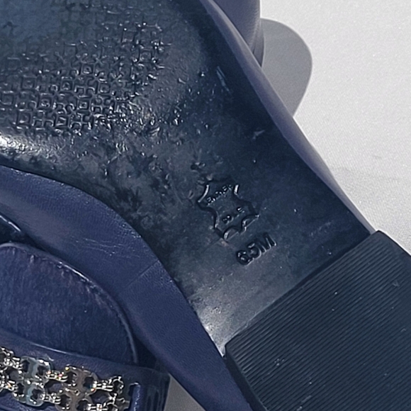 Tory Burch Navy Blue Gemini Loafers - Picture 7 of 11